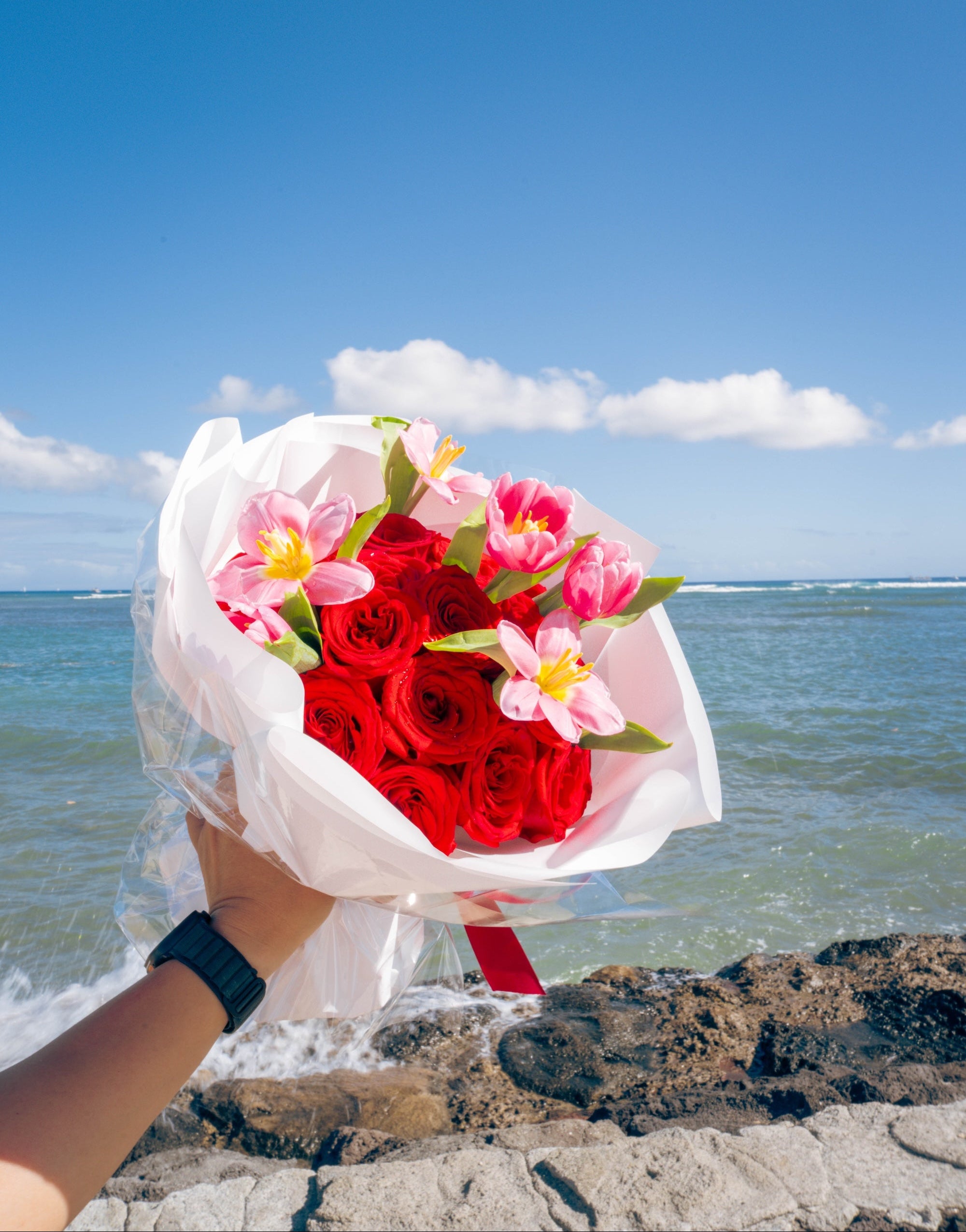 Red Roses & Tulips Bouquet